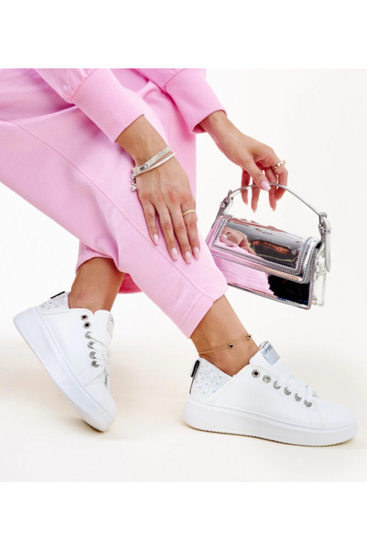 Weiß-silberne Sneakers mit Zirkonia... Weiß-silberne Sneakers mit Zirkonia...