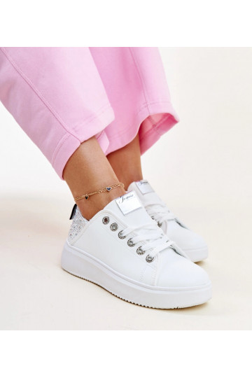 Weiß-silberne Sneakers mit... 2