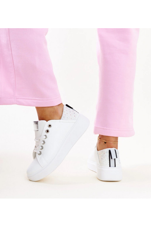 Weiß-silberne Sneakers mit Zirkonia... Weiß-silberne Sneakers mit Zirkonia...