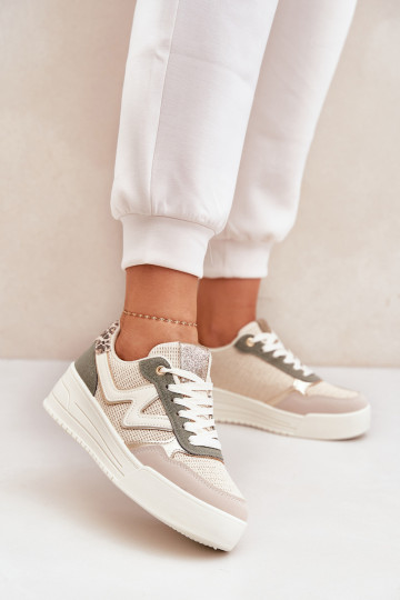 Turnschuhe Feminin mit einer Plattform mit Leopardenfellmuster grüne Farbe Lorori 2