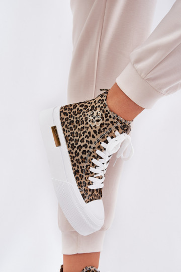 Freizeitschuhe mit Sohle Feminin mit Leopardenfellmuster mit einer Plattform braune Farbe Laviriona 2