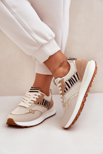 Turnschuhe Feminin mit einer Plattform Zebra Beige Davinara