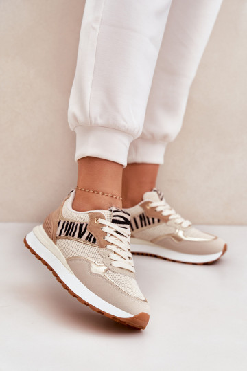Turnschuhe Feminin mit einer Plattform Zebra Beige Davinara 2