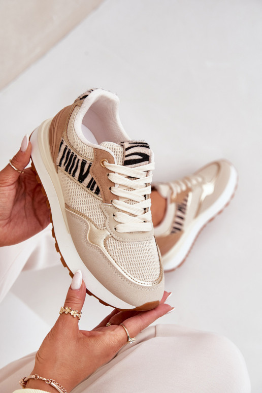 Turnschuhe Feminin mit einer Plattform Zebra Beige Davinara