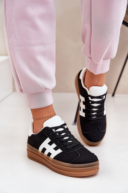 Sneakers Stilvollllschuhe Feminin mit einer Plattform schZuarze Farbe Syliyana Sneakers Stilvollllschuhe Feminin mit einer Plattform schZuarze Farbe Syliyana