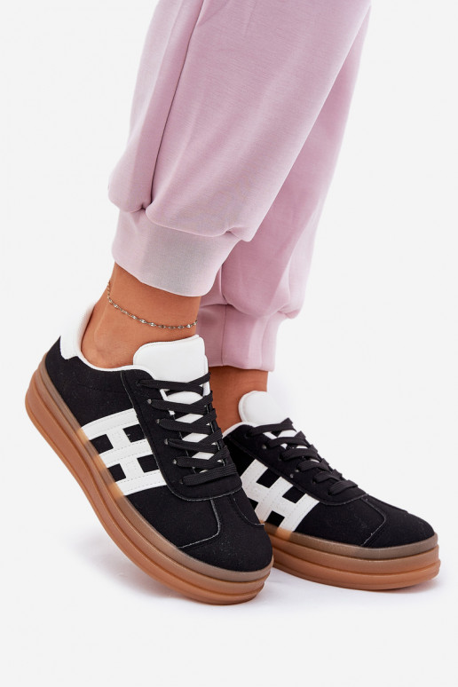 Sneakers Stilvollllschuhe Feminin mit einer Plattform schZuarze Farbe Syliyana Sneakers Stilvollllschuhe Feminin mit einer Plattform schZuarze Farbe Syliyana