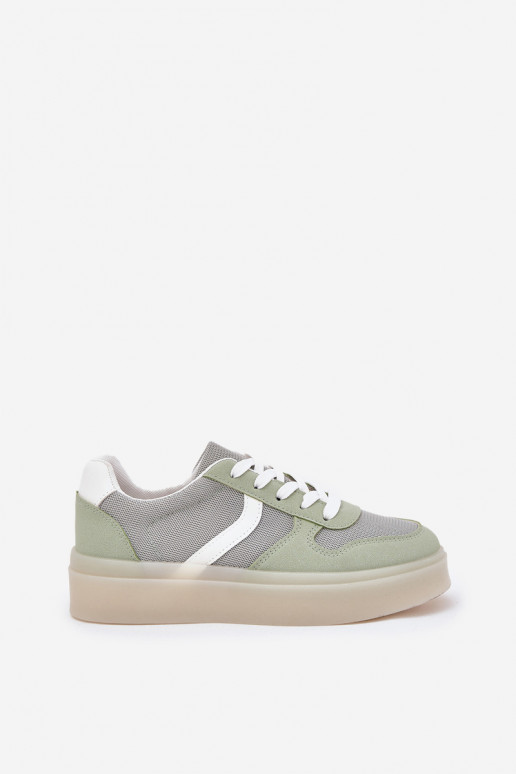 Niedrig Sneakers Stilvollllschuhe Feminin mit einer Plattform grüne Farbe Telmira