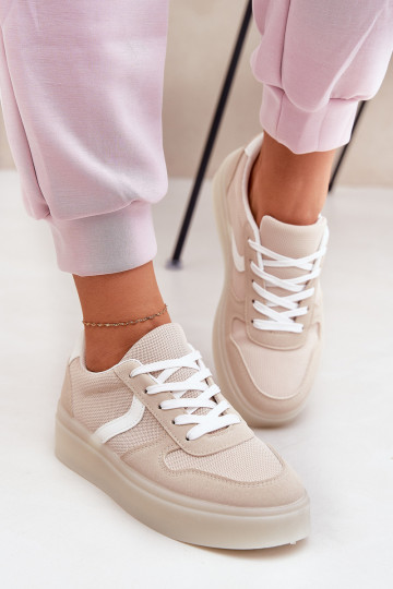 Niedrige Sneaker-Modell Schuhe mit Plateau sandfarbene Telmira