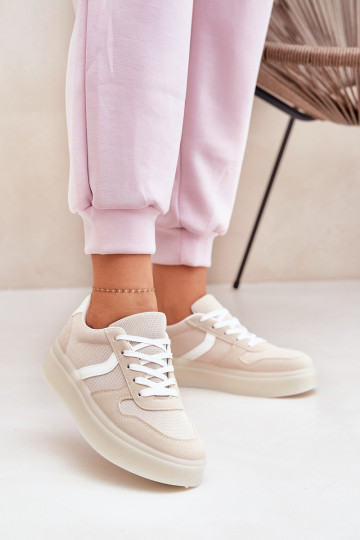 Niedrig Sneakers Stilvollllschuhe Feminin mit einer Plattform Beige Telmira 2