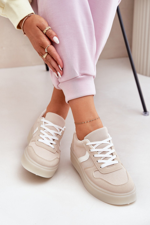 Niedrig Sneakers Stilvollllschuhe Feminin mit einer Plattform Beige Telmira Niedrig Sneakers Stilvollllschuhe Feminin mit einer Plattform Beige Telmira