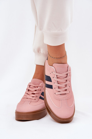 Sneakers Stilvollllschuhe Feminin mit einer Plattform aus Öko-Leder pinke Farbe Ediriella 2