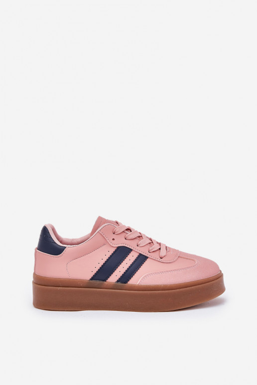 Sneakers Stilvollllschuhe Feminin mit einer Plattform aus Öko-Leder pinke Farbe Ediriella