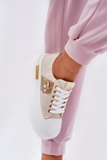 Freizeitschuhe mit einer Plattform Mit Dekorationen Detalem Beige Annisae 2