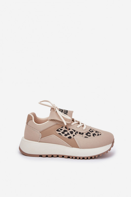 Turnschuhe Sneakers Stilvollllschuhe Feminin mit einer Plattform mit Leopardenfellmuster Beige Pumbes Turnschuhe Sneakers Stilvollllschuhe Feminin mit einer Plattform mit Leopardenfellmuster Beige Pumbes