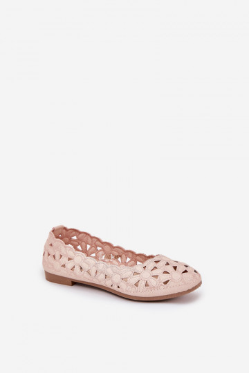 mit durchbrochenen Elementen Ballerinas Kindisch mit Glanz pinke Farbe Zindira