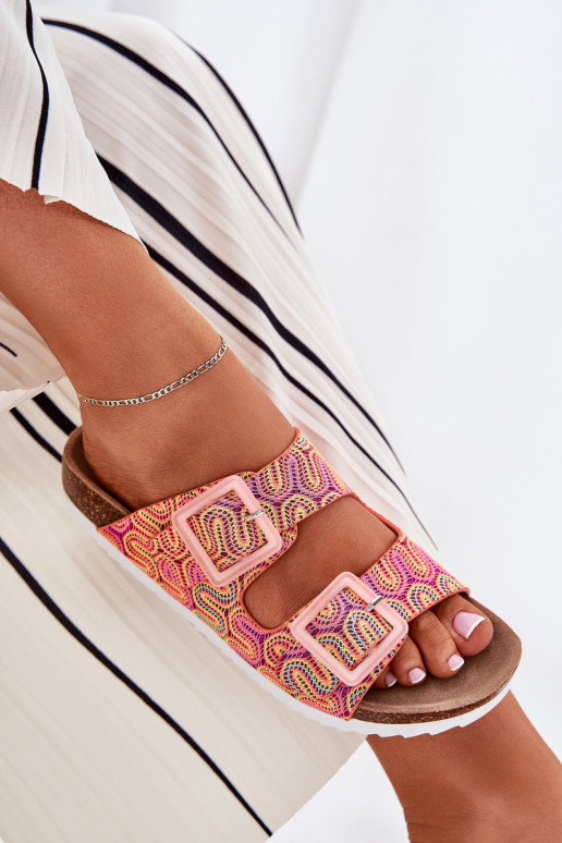 Damenhausschuhe mit Schnallen Und Glitzer S.Barski RB51-006 orange Farbe Damenhausschuhe mit Schnallen Und Glitzer S.Barski RB51-006 orange Farbe