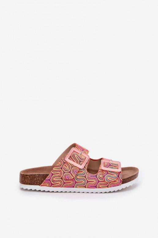 Damenhausschuhe mit Schnallen Und Glitzer S.Barski RB51-006 orange Farbe Damenhausschuhe mit Schnallen Und Glitzer S.Barski RB51-006 orange Farbe