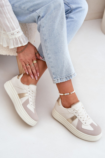 Eko Haut Sneakers Stilvollllschuhe Feminin mit einer Plattform Beige Goriette