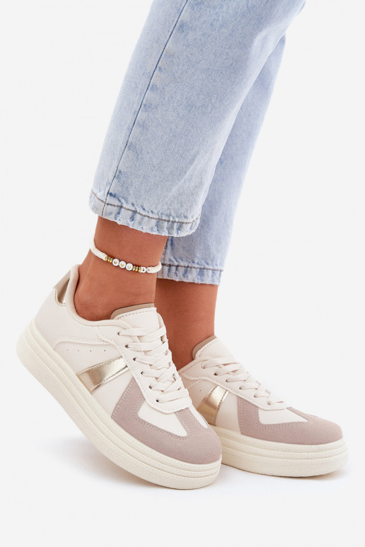 Eko Haut Sneakers Stilvollllschuhe Feminin mit einer Plattform Beige Goriette Eko Haut Sneakers Stilvollllschuhe Feminin mit einer Plattform Beige Goriette