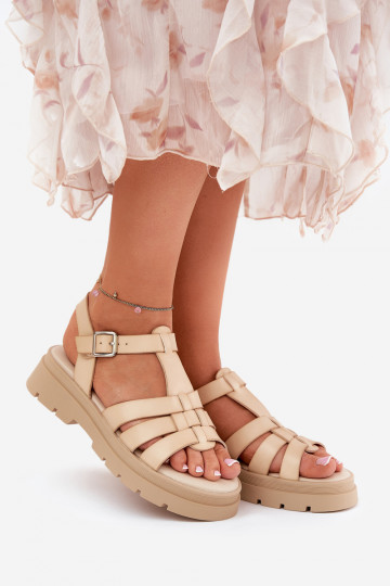 Eko Damensandalen Feminin mit einer Plattform Beige Nendales