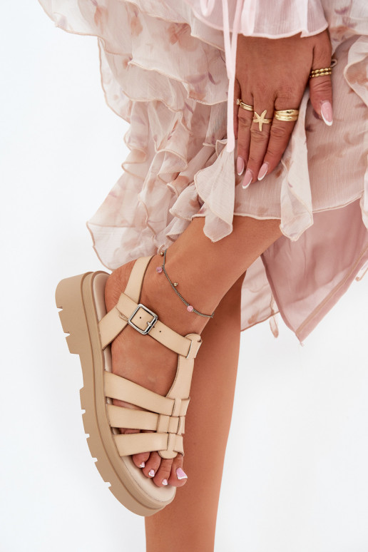 Eko Damensandalen Feminin mit einer Plattform Beige Nendales