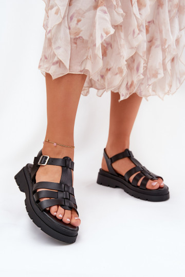 Eko Damensandalen Feminin mit einer Plattform schZuarze Farbe Nendales
