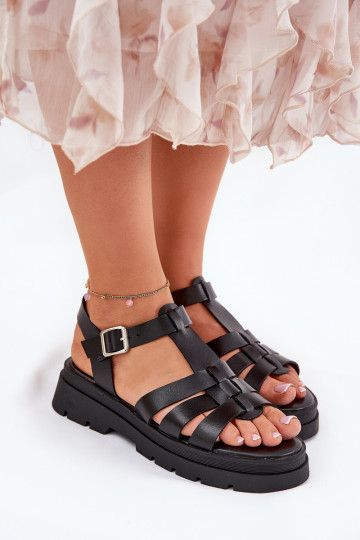 Eko Damensandalen Feminin mit einer Plattform schZuarze Farbe Nendales 2