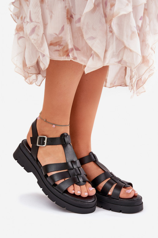 Eko Damensandalen Feminin mit einer Plattform schZuarze Farbe Nendales