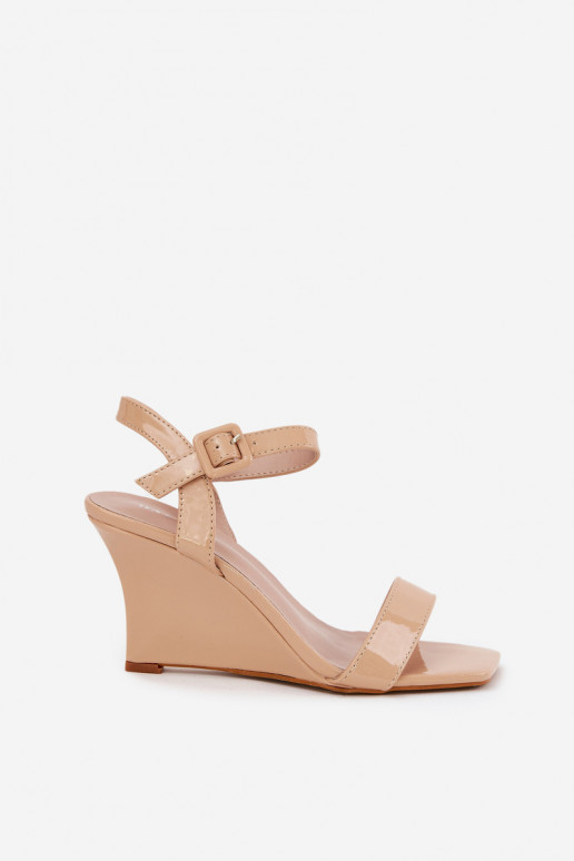 Lackierte Sandalen für Damen Auf einem Keil Nude Vliraya Lackierte Sandalen für Damen Auf einem Keil Nude Vliraya
