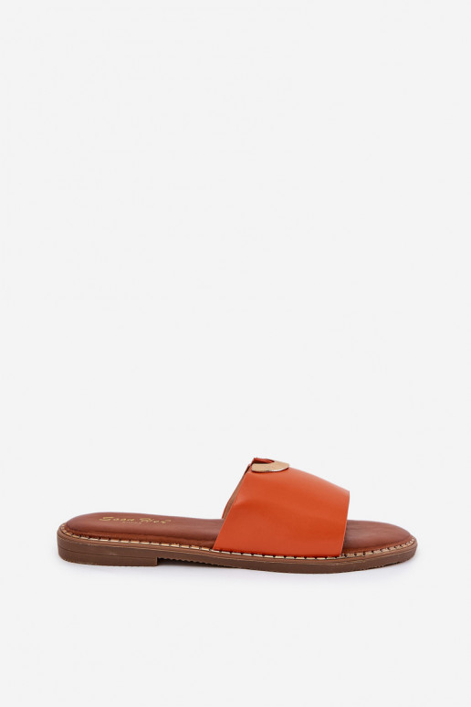Damenhausschuhe Eko Haut Mit Dekorationeni Detalami orange Farbe Mevith Damenhausschuhe Eko Haut Mit Dekorationeni Detalami orange Farbe Mevith