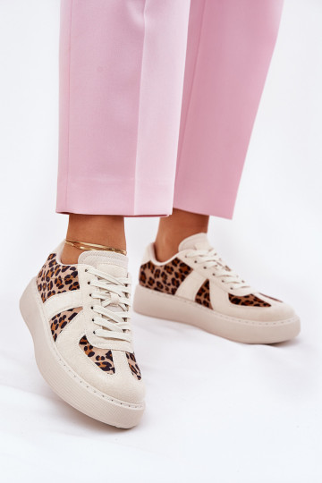 Sneakers Stilvollllschuhe Feminin und Schriften mit einer Plattform Beige Ermöglichttivira 2