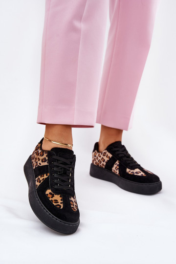 Sneakers Stilvollllschuhe Feminin und Schriften mit einer Plattform schZuarze Farbe Ermöglichttivira