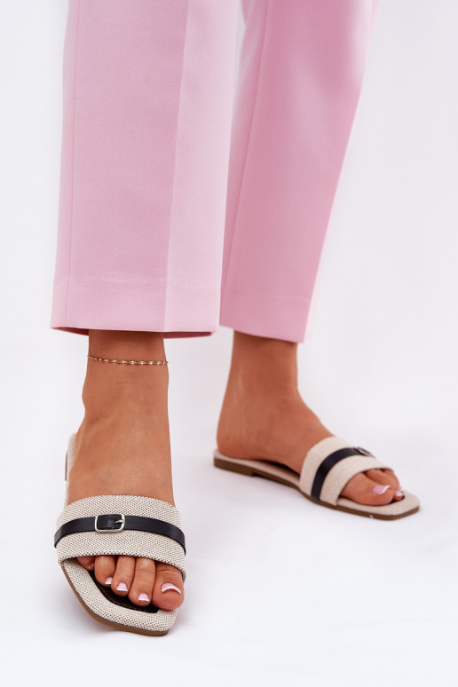 gleichschenklig Damenhausschuhe mit Riemen I mit Schnallen Beige-schZuarze Farbe Zilina gleichschenklig Damenhausschuhe mit Riemen I mit Schnallen Beige-schZuarze Farbe Zilina