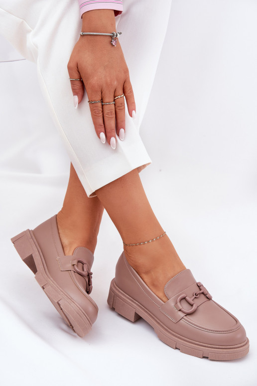 Mokassins für Damen Eko Haut Mit Dekorationen Detalem Khaki-Farbe Seftass