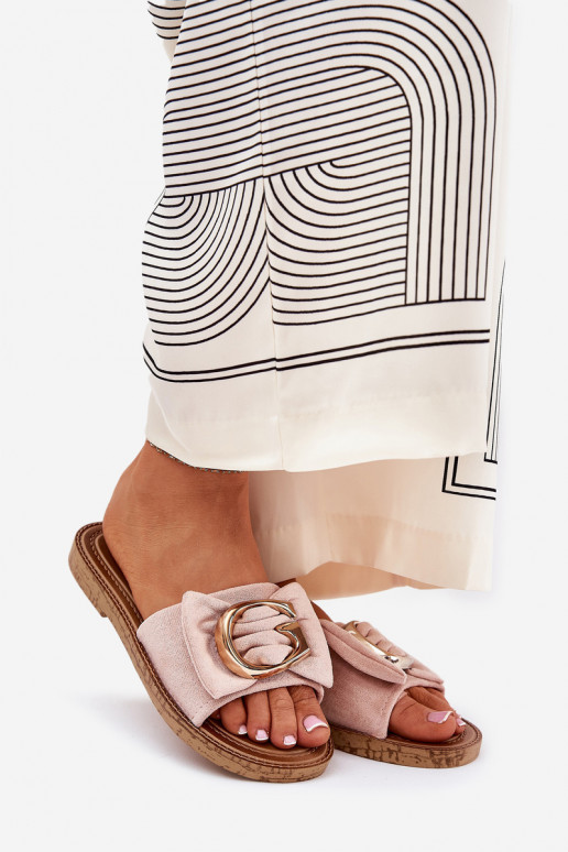 gleichschenklig Damenhausschuhe Mit Dekorationen Detalem pinke Farbe Nellodra