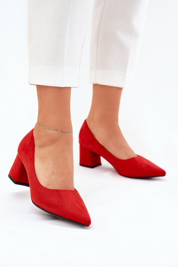 Schuhe Feminin Ze Szpiczastymi Noskami mit Absätzen rote Farbe Merinette