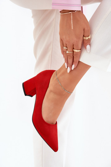 Schuhe Feminin Ze Szpiczastymi Noskami mit Absätzen rote Farbe Merinette 2