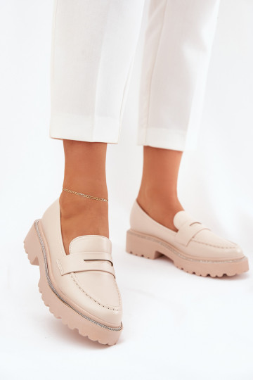 Mokassins für Damen Eko Haut mit blitzenden Augen Beige INilamla