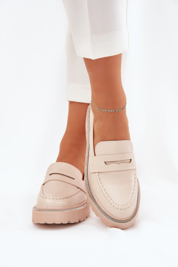 Mokassins für Damen Eko Haut mit blitzenden Augen Beige INilamla 2