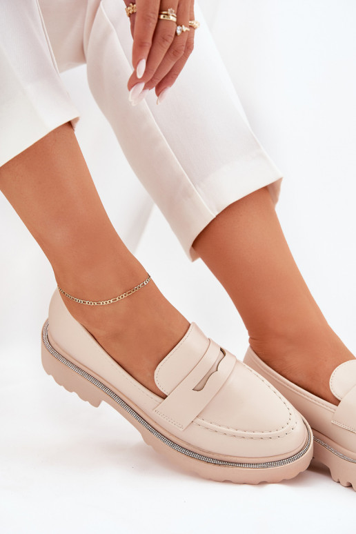 Mokassins für Damen Eko Haut mit blitzenden Augen Beige INilamla