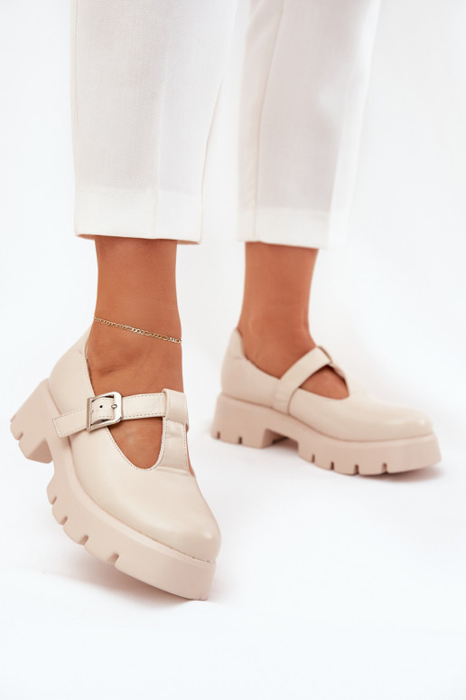 Schuhe Feminin mit Schnallen mit einer Plattform Und flache Absätze Beige Venda