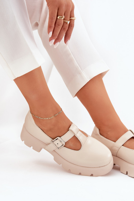 Schuhe Feminin mit Schnallen mit einer Plattform Und flache Absätze Beige Venda