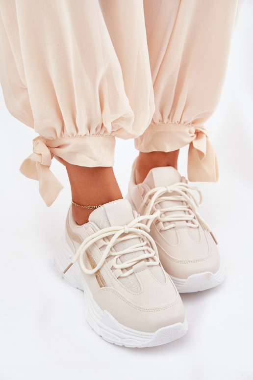 Sneakers Stilvollllschuhe Turnschuhe Feminin Auf dicker Sohle Beige Lerila