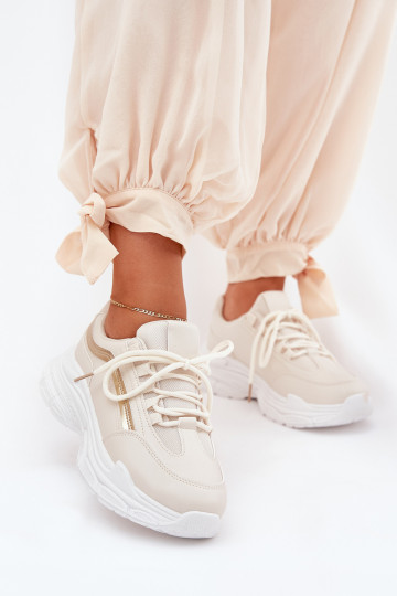 Sneakers Stilvollllschuhe Turnschuhe Feminin Auf dicker Sohle Beige Lerila 2