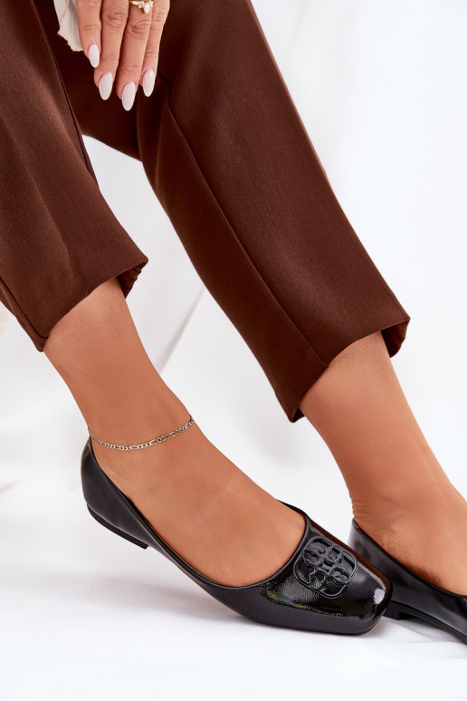 mit Lackeffekt Eleganter Stil Ballerinas Feminin Mit Dekorationen Detalem Vinceza 17377 schZuarze Farbe mit Lackeffekt Eleganter Stil Ballerinas Feminin Mit Dekorationen Detalem Vinceza 17377 schZuarze Farbe