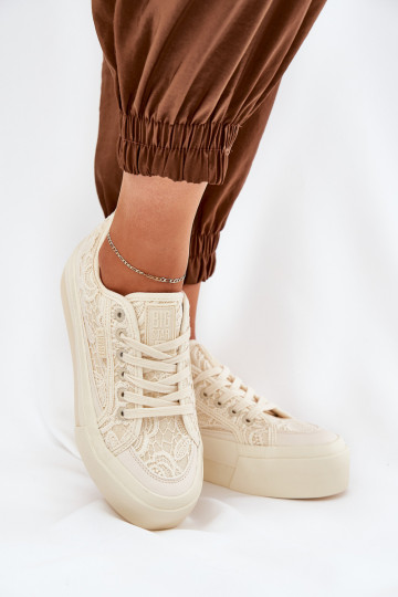 mit Spitzenmotiven Freizeitschuhe Big Star RR274746 Beige 2