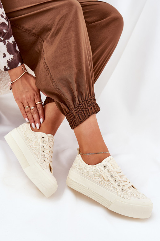 mit Spitzenmotiven Freizeitschuhe Big Star RR274746 Beige mit Spitzenmotiven Freizeitschuhe Big Star RR274746 Beige