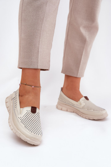 Durchbrochene Ballerinas Aus Ermöglichtturleder Vinceza 95336 Beige 2