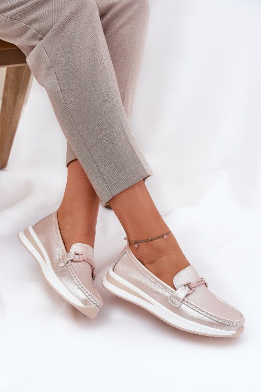 Haut Mokassins für Damen S.Barski GR51-598 rosa Perlenfarbe Haut Mokassins für Damen S.Barski GR51-598 rosa Perlenfarbe