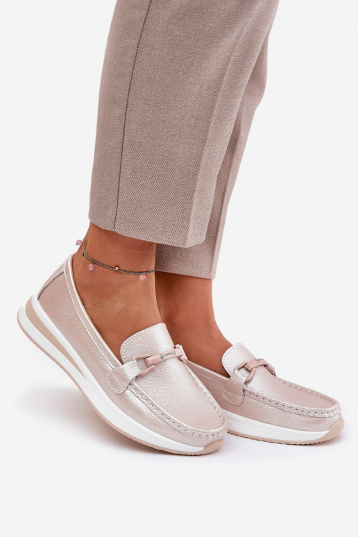 Haut Mokassins für Damen S.Barski GR51-598 rosa Perlenfarbe Haut Mokassins für Damen S.Barski GR51-598 rosa Perlenfarbe